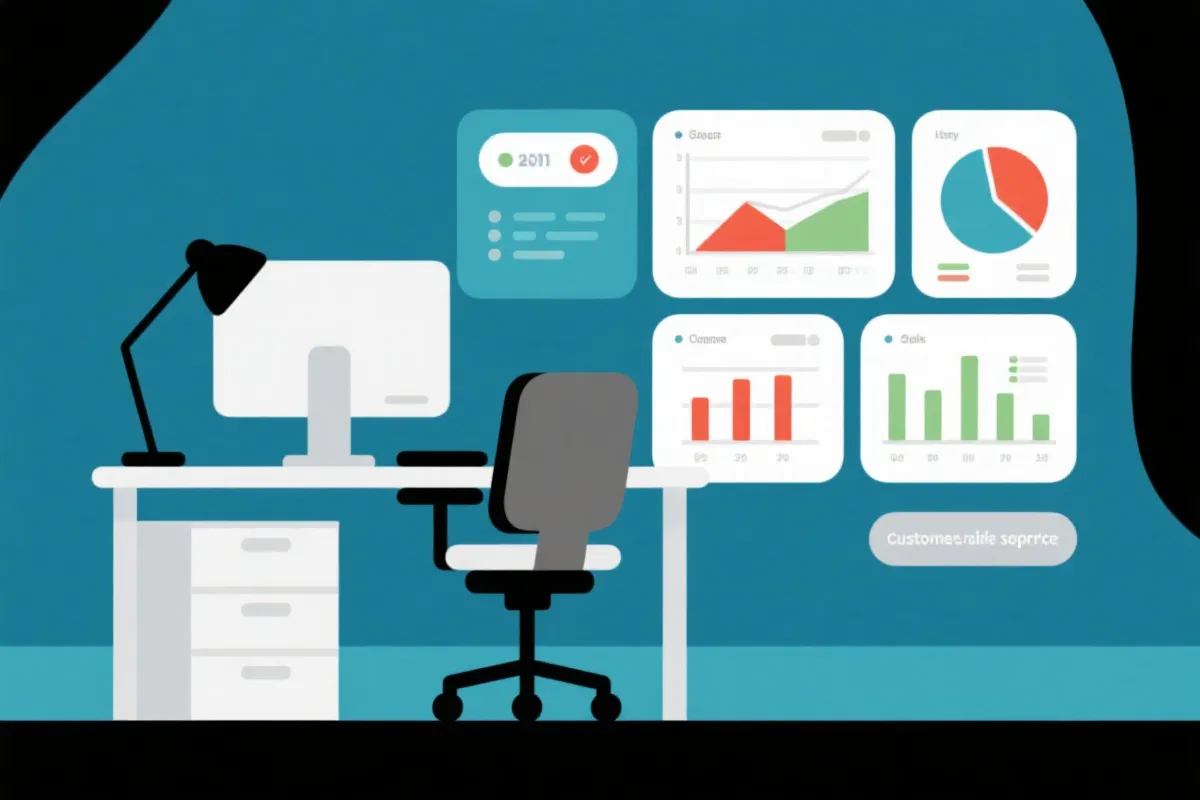 客服工作台插画